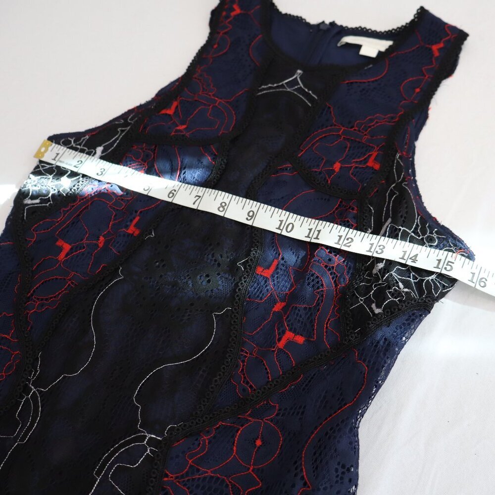 Jonathan Simkhai Womens Lace Tiered Ruffle Hem Mini Dress Blue Red Black Size 6 - Picture 8 of 10